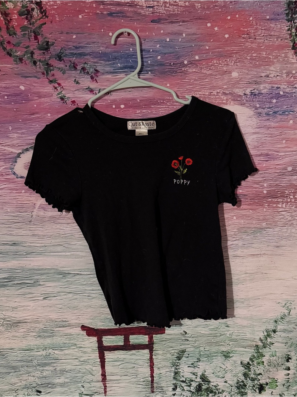 Womens Black 'Poppy' Short Sleeve Tee
